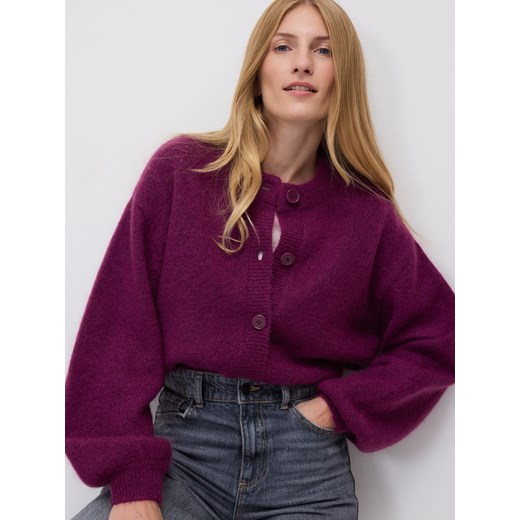 Reserved - Kardigan z wełną - ciemnofioletowy ze sklepu Reserved w kategorii Swetry damskie - zdjęcie 187258040