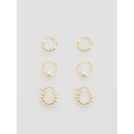 Reserved - Kolczyki 3 pack - biały ze sklepu Reserved w kategorii Kolczyki - zdjęcie 187258192