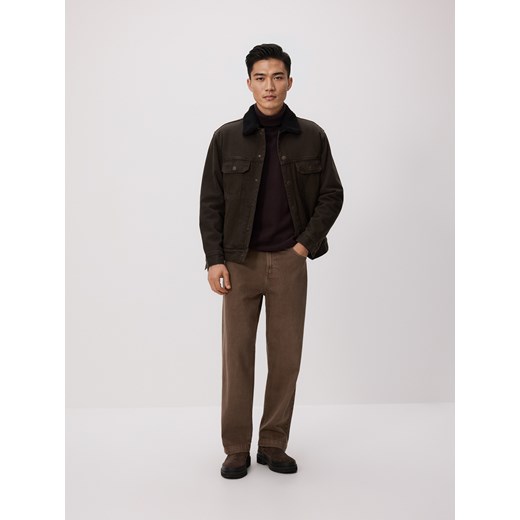 Reserved - Jeansowa kurtka sherpa - brązowy ze sklepu Reserved w kategorii Kurtki męskie - zdjęcie 187258424