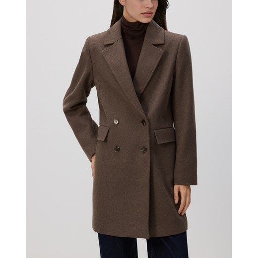 Reserved - Płaszcz z dodatkiem wełny - brązowy ze sklepu Reserved w kategorii Płaszcze damskie - zdjęcie 187258464