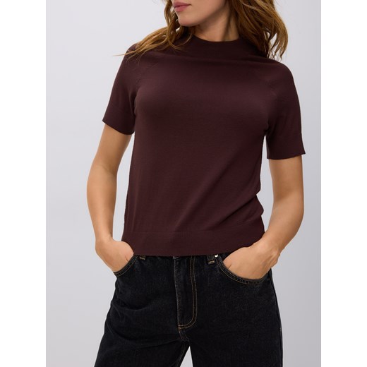 Reserved - Gładki sweter - brązowy ze sklepu Reserved w kategorii Swetry damskie - zdjęcie 187258480