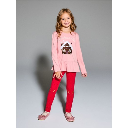 Sinsay - Bawełniana koszulka z ozdobnymi cekinami - różowy ze sklepu Sinsay w kategorii Bluzki dziewczęce - zdjęcie 187259142