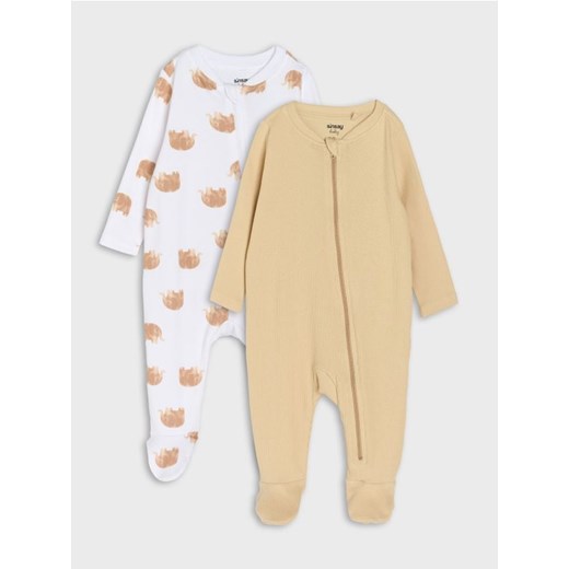 Sinsay - Bawełniany pajacyk 2 pack - biały ze sklepu Sinsay w kategorii Pajacyki - zdjęcie 187259160