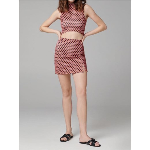 Sinsay - Bluzka bez rękawów z golfem i geometrycznym wzorem - pomarańczowy ze sklepu Sinsay w kategorii Bluzki damskie - zdjęcie 187259162