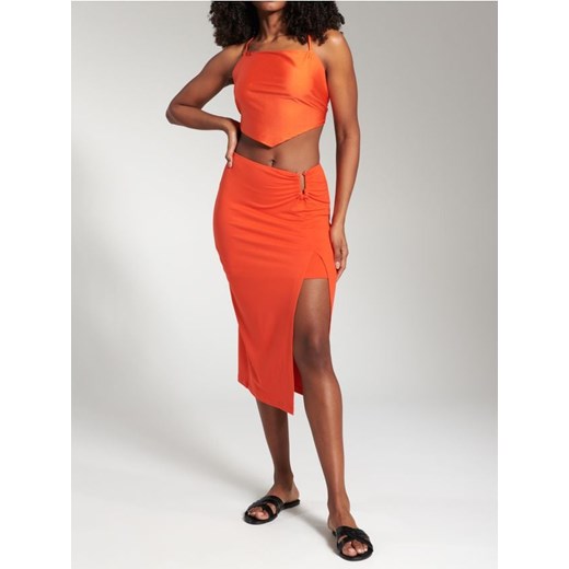 Sinsay - Top na ramiączkach z asymetrycznym dołem - pomarańczowy ze sklepu Sinsay w kategorii Bluzki damskie - zdjęcie 187259170