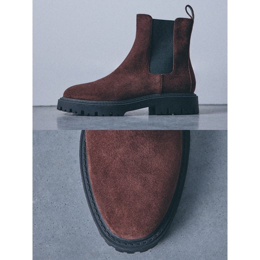 Mohito - Skórzane botki - ciemnobrązowy ze sklepu Mohito w kategorii Botki - zdjęcie 187260061