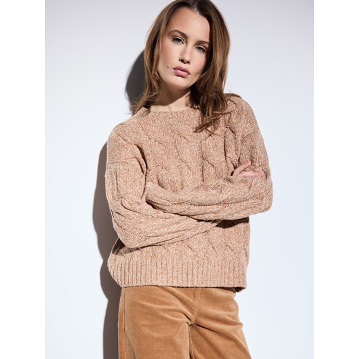 Mohito - Sweter z domieszką wełny - beżowy - id: 576EQ-08X - marki Mohito - 187260080 Mohito - Sweter z domieszką wełny - beżowy ze sklepu Mohito w kategorii Swetry damskie - zdjęcie 187260080