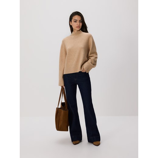 Reserved - Sweter z niskim golfem - beżowy ze sklepu Reserved w kategorii Swetry damskie - zdjęcie 187260193