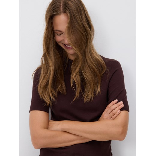 Reserved - Gładki sweter - brązowy ze sklepu Reserved w kategorii Swetry damskie - zdjęcie 187260434