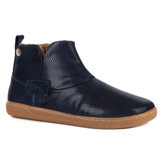 Buty damskie zimowe barefoot skórzane Z-B07 GRANATOWE niebieska fala na zamek - id: 11740n - marki Olivier - 187260484 Buty damskie zimowe barefoot skórzane Z-B07 GRANATOWE niebieska fala na zamek ze sklepu butyolivier w kategorii Botki - zdjęcie 187260484