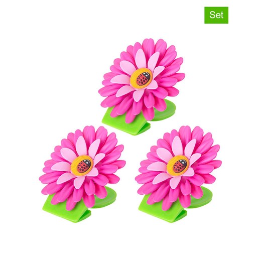 Vigar Magnetyczne klipsy (3 szt.) "Flower power" w kolorze różowym - 8 cm - id: 17540544 - marki Vigar - 187262012 Vigar Magnetyczne klipsy (3 szt.) "Flower power" w kolorze różowym - 8 cm ze sklepu Limango Polska w kategorii Akcesoria kuchenne - zdjęcie 187262012