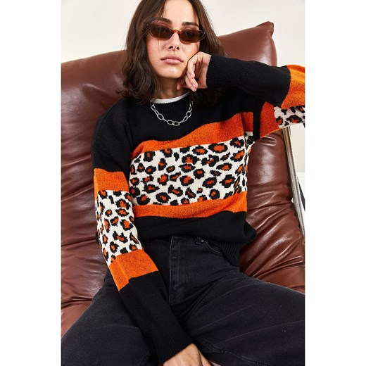 Bianco Lucci Sweter w kolorze czarno-pomarańczowym Bianco Lucci onesize promocyjna cena Limango Polska