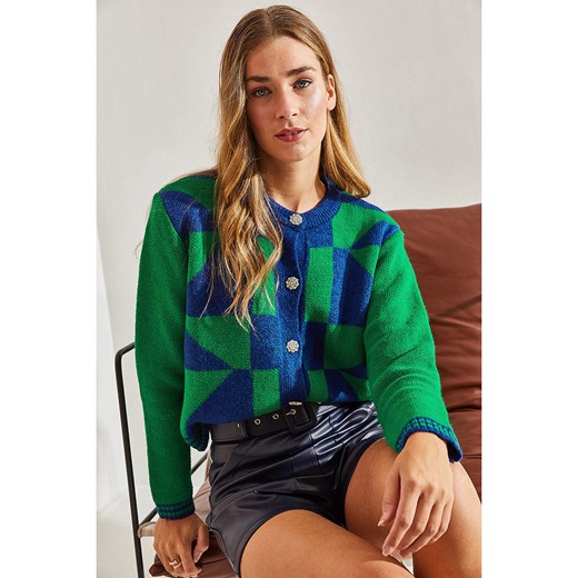 Bianco Lucci Kardigan w kolorze niebiesko-zielonym Bianco Lucci onesize okazja Limango Polska