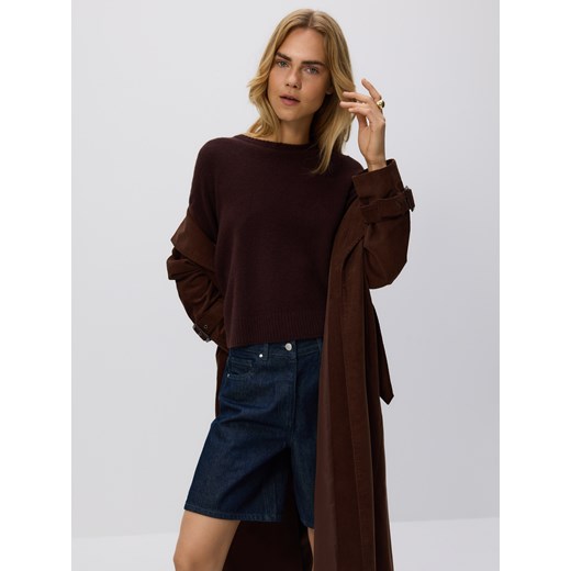 Reserved - Wełniany sweter - ciemnobrązowy ze sklepu Reserved w kategorii Swetry damskie - zdjęcie 187263183