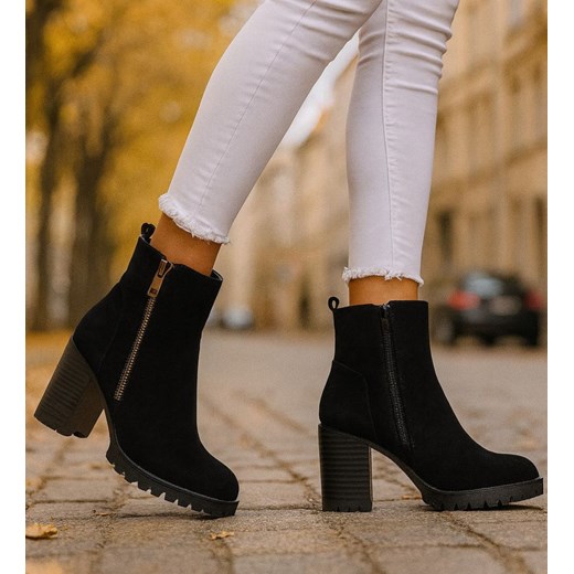 Czarne eleganckie botki na obcasie /C5-1 18409 W482/ - id: 33340 - marki Pantofelek24.pl - 187263302 Czarne eleganckie botki na obcasie /C5-1 18409 W482/ ze sklepu Pantofelek24.pl w kategorii Botki - zdjęcie 187263302