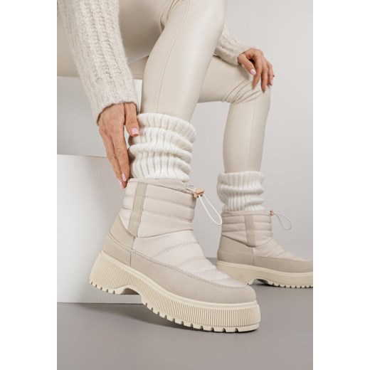 Beżowe Pikowane Śniegowce ze Ściągaczem Monivella - id: LT419-42-BEIGE - marki Renee - 187264693 Beżowe Pikowane Śniegowce ze Ściągaczem Monivella ze sklepu renee.pl w kategorii Śniegowce damskie - zdjęcie 187264693