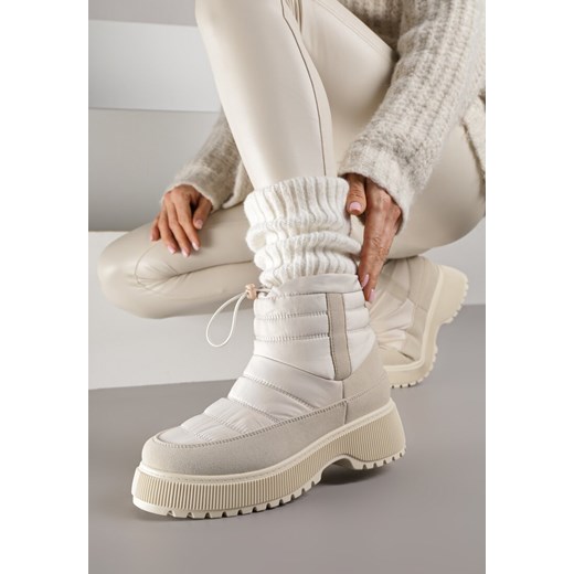 Beżowe Śniegowce Ozdobione Pikowaną Cholewką Monalavea ze sklepu born2be.pl w kategorii Śniegowce damskie - zdjęcie 187264960