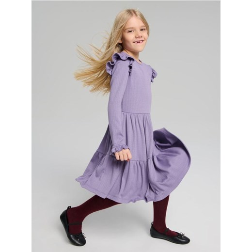 Sinsay - Prążkowana sukienka babydoll - fioletowy ze sklepu Sinsay w kategorii Sukienki dziewczęce - zdjęcie 187266294