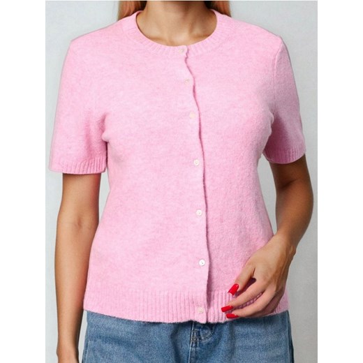 Sinsay - Kardigan z krótkim rękawem z domieszką wełny - różowy ze sklepu Sinsay w kategorii Swetry damskie - zdjęcie 187266321