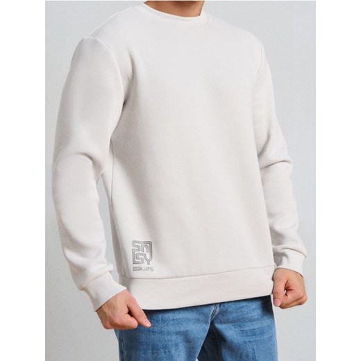 Sinsay - Bluza crewneck z napisem - kremowy Sinsay S Sinsay