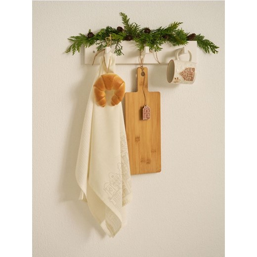 Sinsay - Ścierki kuchenne z nadrukiem kamieniczek 2 pack - kremowy ze sklepu Sinsay w kategorii Fartuchy kuchenne - zdjęcie 187266414