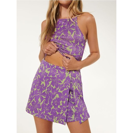 Sinsay - Crop top typu halter w abstrakcyjny wzór - niebieski ze sklepu Sinsay w kategorii Bluzki damskie - zdjęcie 187266532