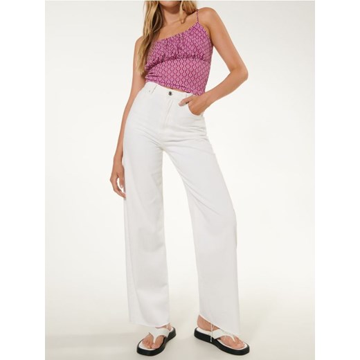 Sinsay - Top na ramiączkach z marszczeniem przy dekolcie i geometrycznym wzorem - wielobarwny ze sklepu Sinsay w kategorii Bluzki damskie - zdjęcie 187266533