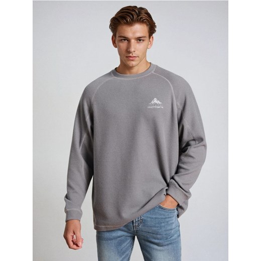 Sinsay - Prążkowana bluza crewneck - szary ze sklepu Sinsay w kategorii Bluzy męskie - zdjęcie 187266562