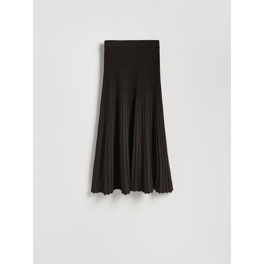 Reserved - Spódnica z prążkowanej dzianiny - brązowy ze sklepu Reserved w kategorii Spódnice - zdjęcie 187267564