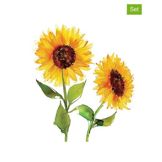ppd Serwetki (40 szt.) &quot;Two sunflowers&quot; w kolorze biało-żółto-zielonym ze sklepu Limango Polska w kategorii Akcesoria kuchenne - zdjęcie 187267831