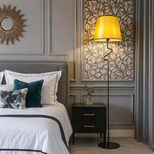 Czarno złota lampa podłogowa glamour FOGO MIRROR ze sklepu Lysne w kategorii Lampy podłogowe - zdjęcie 187270160