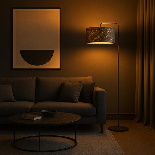 Designerska lampa stojąca do salonu z abażurem BOLIVIA MARMUR - id: 11406 - marki Ciekot Partners Sp. Z O. O. - 187270180 Designerska lampa stojąca do salonu z abażurem BOLIVIA MARMUR ze sklepu Lysne w kategorii Lampy podłogowe - zdjęcie 187270180