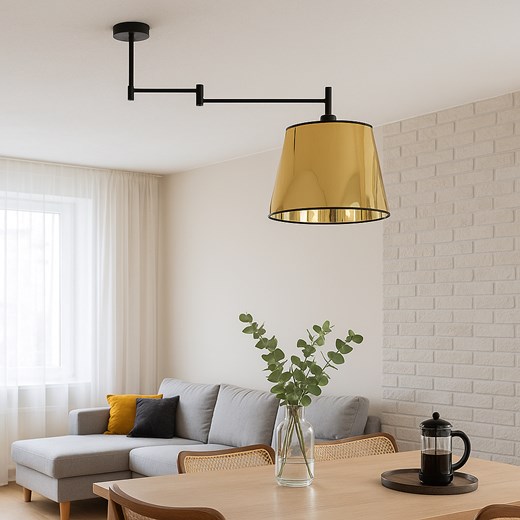 Złota lampa sufitowa na wysięgniku regulowanym TAMPA MIRROR nad stół - id: 6812 - marki Ciekot Partners Sp. Z O. O. - 187270184 Złota lampa sufitowa na wysięgniku regulowanym TAMPA MIRROR nad stół ze sklepu Lysne w kategorii Lampy sufitowe - zdjęcie 187270184