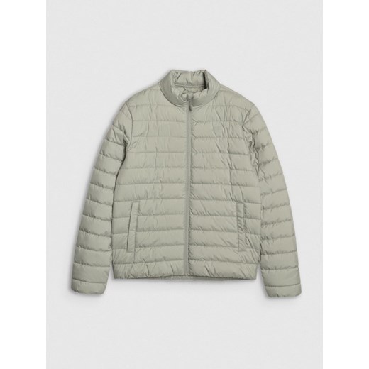 Męska kurtka puchowa pikowana 4F 4FWSS25TDJAM538 - oliwkowa ze sklepu Sportstylestory.com w kategorii Kurtki męskie - zdjęcie 187270313