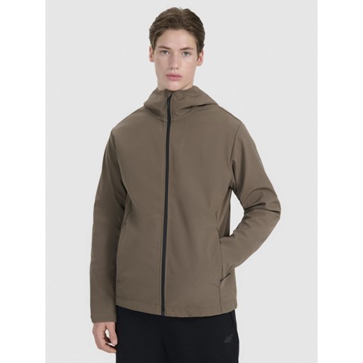 Męski softshell z kapturem 4F 4FWSS25TSOFM324 - brązowy ze sklepu Sportstylestory.com w kategorii Kurtki męskie - zdjęcie 187270322