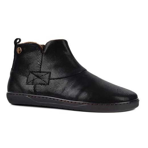 Buty damskie zimowe barefoot skórzane Z-B07 czarne wzór fali na zamek - id: 11745n - marki Olivier - 187270433 Buty damskie zimowe barefoot skórzane Z-B07 czarne wzór fali na zamek ze sklepu butyolivier w kategorii Botki - zdjęcie 187270433