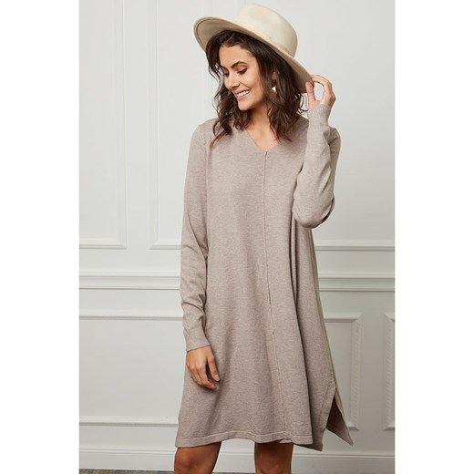 Joséfine Sukienka dzianinowa &quot;Farel&quot; w kolorze beżowym ze sklepu Limango Polska w kategorii Sukienki - zdjęcie 187271664