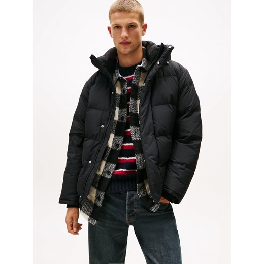 Tommy Jeans Męska kurtka puchowa Mężczyźni Sztuczne włókno czarny jednolity ze sklepu vangraaf w kategorii Kurtki męskie - zdjęcie 187273704