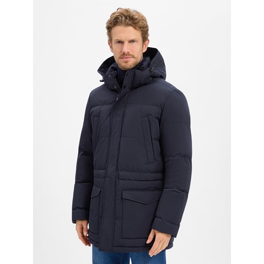 Andrew James Pikowana kurtka męska Mężczyźni granatowy jednolity ze sklepu vangraaf w kategorii Kurtki męskie - zdjęcie 187273732