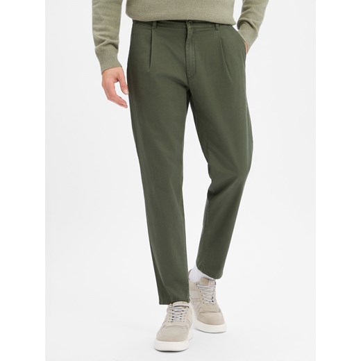 BRAX Chinosy - Tino Mężczyźni Bawełna oliwkowy jednolity - id: 784967-0002-03132 - marki BRAX - 187273743 BRAX Chinosy - Tino Mężczyźni Bawełna oliwkowy jednolity ze sklepu vangraaf w kategorii Spodnie męskie - zdjęcie 187273743
