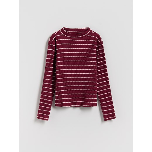 Reserved - Koszulka w paski - fioletowy ze sklepu Reserved w kategorii Bluzki dziewczęce - zdjęcie 187275353