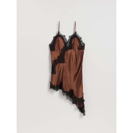 Reserved - Tunika z koronką - ciemnobrązowy - id: 458IM-89X - marki Reserved - 187275420 Reserved - Tunika z koronką - ciemnobrązowy ze sklepu Reserved w kategorii Sukienki - zdjęcie 187275420