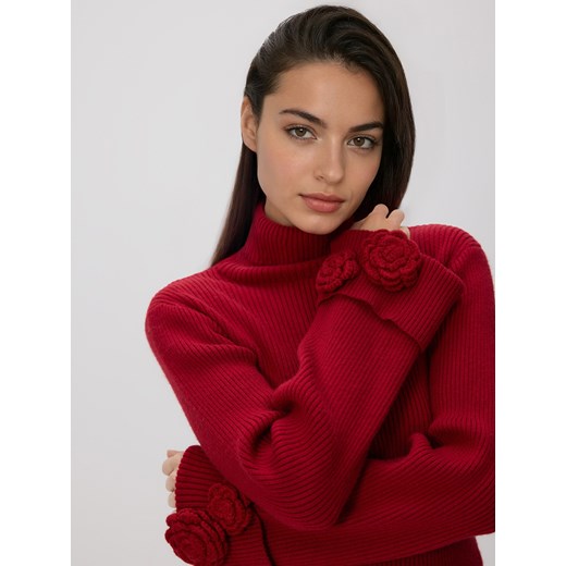 Reserved - Golf z aplikacją - czerwony ze sklepu Reserved w kategorii Swetry damskie - zdjęcie 187275424