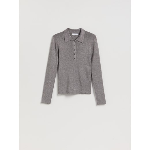 Reserved - Bluzka z kołnierzykiem - ciemnoszary - id: 7225B-90L - marki Reserved - 187275534 Reserved - Bluzka z kołnierzykiem - ciemnoszary ze sklepu Reserved w kategorii Bluzki damskie - zdjęcie 187275534