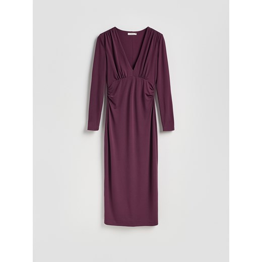 Reserved - Sukienka z marszczeniem - ciemnofioletowy ze sklepu Reserved w kategorii Sukienki - zdjęcie 187275631