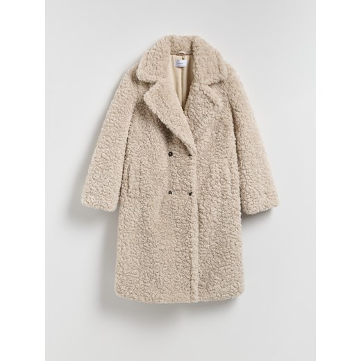 Reserved - Płaszcz z imitacji baranka - beżowy ze sklepu Reserved w kategorii Płaszcze damskie - zdjęcie 187275650