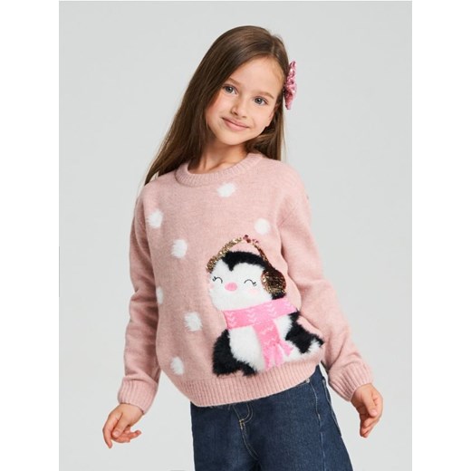 Sinsay - Sweter z ozdobnymi cekinami - różowy ze sklepu Sinsay w kategorii Swetry dziewczęce - zdjęcie 187276391