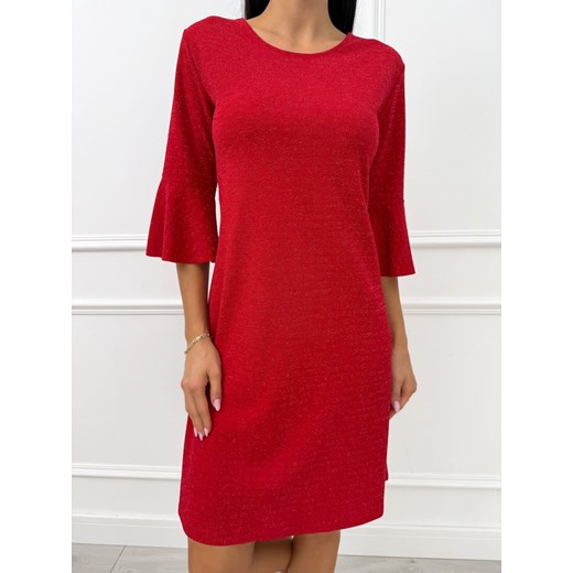 Czerwona Połyskująca Sukienka - id: 23065566 - marki Modnakiecka.pl - 187276524 Czerwona Połyskująca Sukienka ze sklepu ModnaKiecka.pl w kategorii Sukienki - zdjęcie 187276524