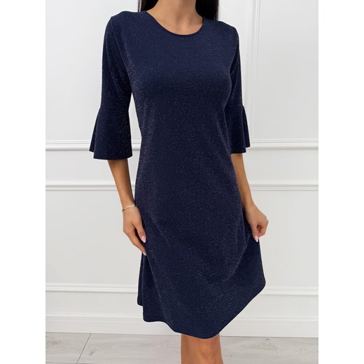 Granatowa Połyskująca Sukienka ze sklepu ModnaKiecka.pl w kategorii Sukienki - zdjęcie 187276530