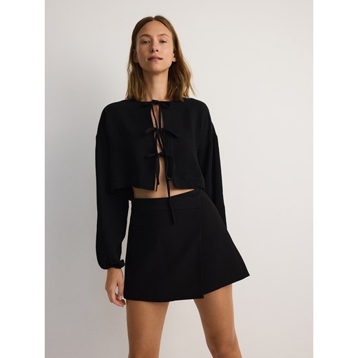 Reserved - Spódnico-szorty z wiskozą - czarny ze sklepu Reserved w kategorii Spódnice - zdjęcie 187276724